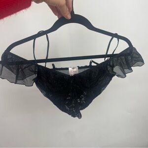 Vintage 90s Fredericks Of Hollywood Small Black Sheer Crop Top Bra Sexy Lingerie